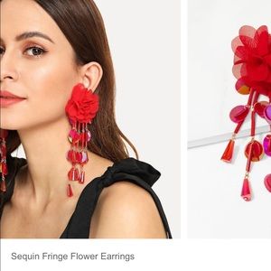 💯 BEAUTIFUL SEQUINS FRINGE FLOWER 🌺 EARRINGS 💯